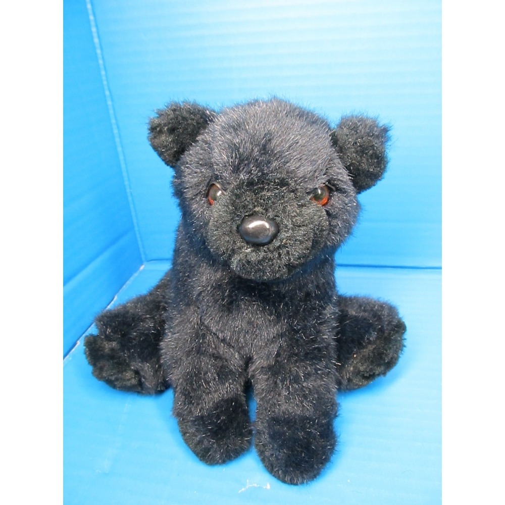 Vtg Metro Premium Plush Sitting Baby Black Bear 1994 Faux Leather Feet Pads 7"